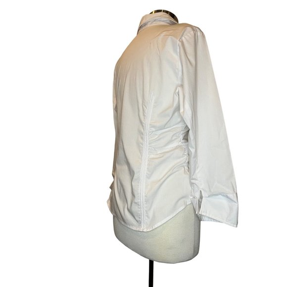 Zac & Rachel Women's White Blouse Size XL Dress or Office Long Sleeve Button Dow - Picture 5 of 10